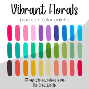 Vibrant Florals Procreate Palette, 30 colors, Color Palette, Procreate, Instant Download, Digital Download