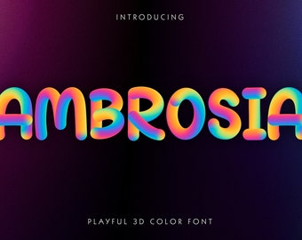 Ambrosia Color Font, 3D Handwritten SVG Font (Digital Download)