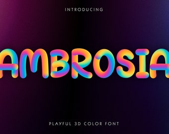 Ambrosia SVG Color Font, Hand Drawn, Handwritten Font, Instant Digital Download, Quirky Craft Font, Playful Cute Typeface