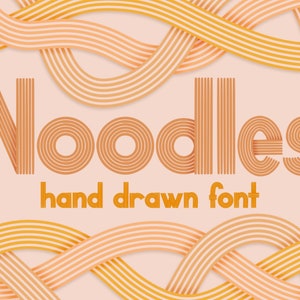 ヌードルズ手描きフォント、マルチラインフォント（デジタルダウンロード）