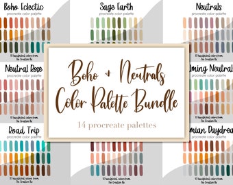 Boho & Neutrals Color Palette Bundle for Procreate, 420 colors, Swatches, Instant Download, Digital Download