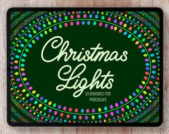 Christmas Light Brushes for Procreate, Digital Brush, Instant Download, Lettering Brush, Calligraphy Brush, Digital Art, Christmas Brush
