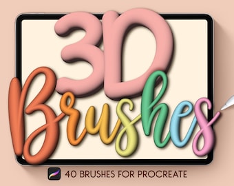 3D Brushes for Procreate, Digital Brush, Instant Download, Lettering Brush