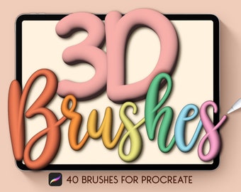 3D Brushes for Procreate, Digital Brush, Instant Download, Lettering Brush