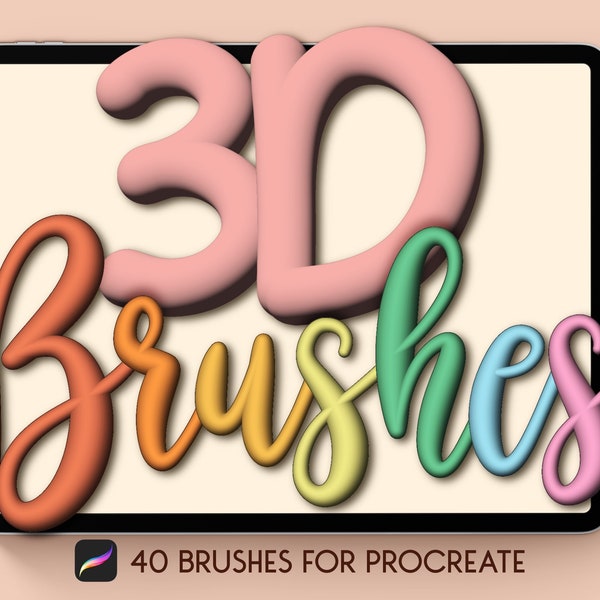 3D Brushes for Procreate, Digital Brush, Instant Download, Lettering Brush