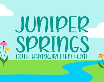 Juniper Springs Font, Hand Drawn Font, Handwritten Font, Instant Download, Digital Download, Cute Font