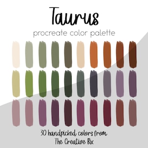 Taurus Zodiac Procreate Palette, Zodiac colors, 30 colors, Color Palette, Procreate, Instant Download, Digital Download