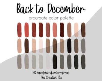 Back to December Procreate Color Palette, Muted Festive Colors (Digital Download)