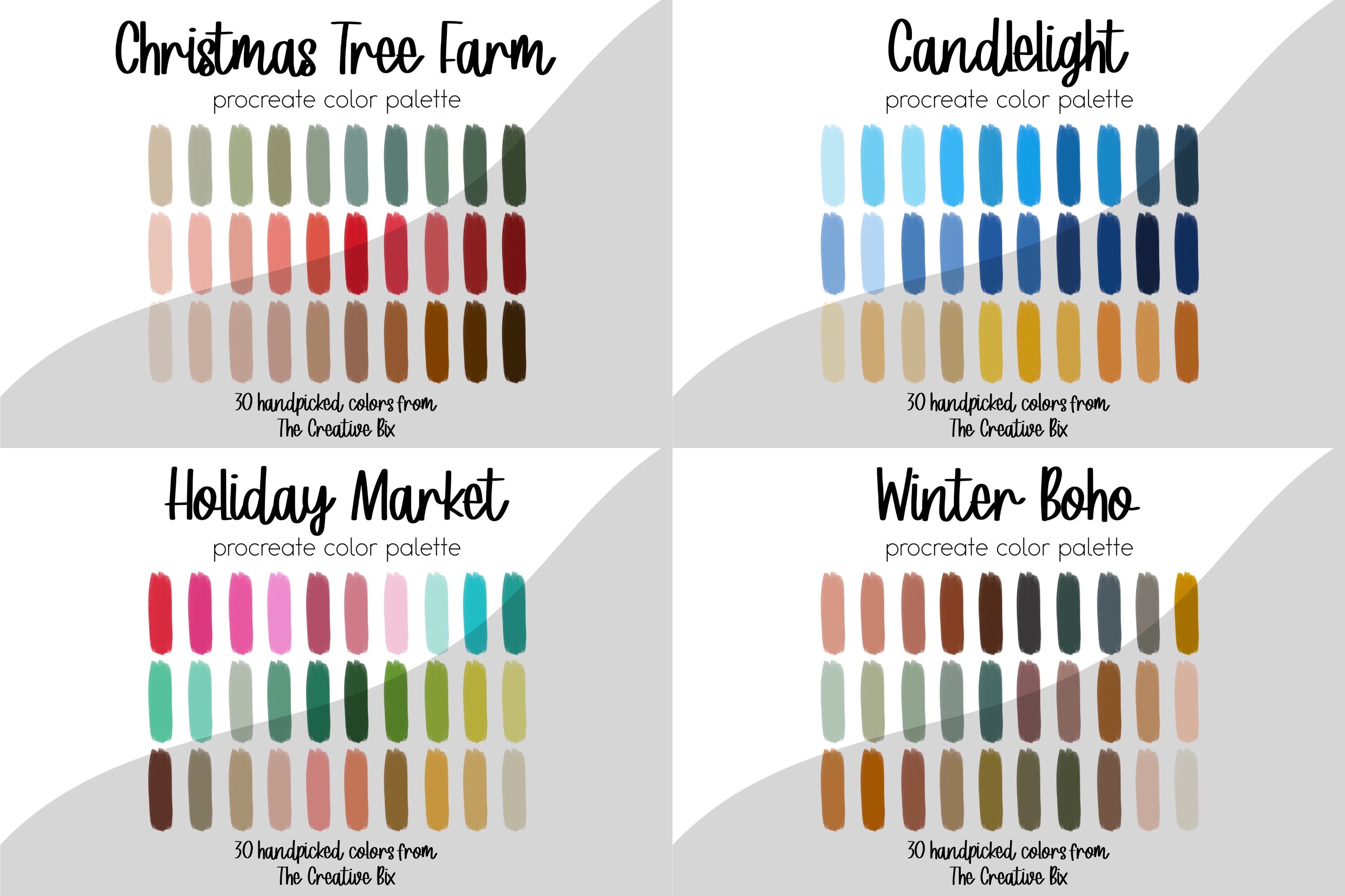 Winter Color Palette Bundle for Procreate, 420 Colors, Swatches ...