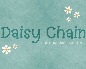 Daisy Chain Font, Hand Drawn Font, Handwritten Font, Instant Download, Digital Download, Playful Font, Typewriter Font, Cute Font