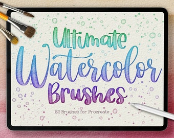 Ultimate Watercolor Procreate Brushes, 62 Brush Pack (Digital Download)