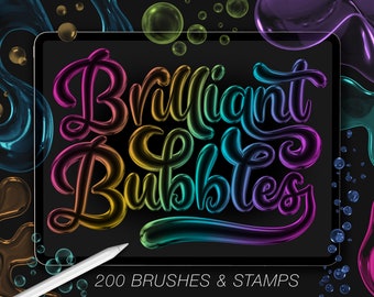 Briljante bubbels | Maak penselen voort, digitale penseel, direct downloaden, belettering, 3D, transparant