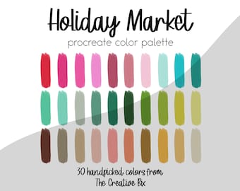 Holiday Market Procreate Color Palette, 30 Festive Colors (Digital Download)