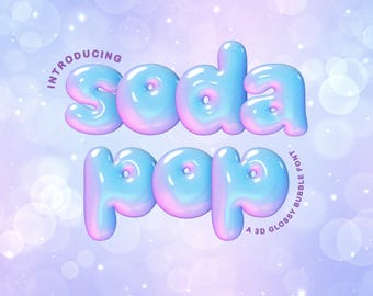 Soda Pop 3D Color Font, Glossy Bubble Typeface (Digital Download)