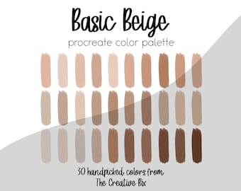 Basic Beige Procreate Palette, 30 colors, Color Palette, Procreate, Instant Download, Digital Download