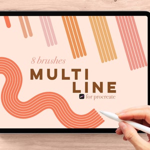 Penselenset voor voortplanten met meerdere lijnen, penselen voor digitale kunst (digitale download)