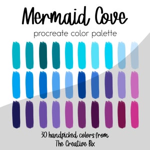 Mermaid Cove Procreate Palette, 30 colors, Color Palette, Procreate, Instant Download, Digital Download