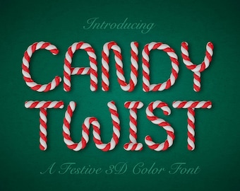 Candy Twist Color Font, Hand Drawn 3D SVG (Digital Download)