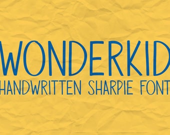 Wonderkid Font, Hand Drawn Sharpie Font, Handwritten, Instant Download, Digital Download, Cute Font