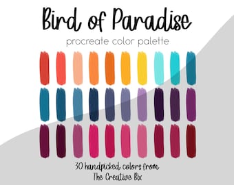 Bird of Paradise Procreate Palette, 30 colors, Color Palette, Procreate, Instant Download, Digital Download