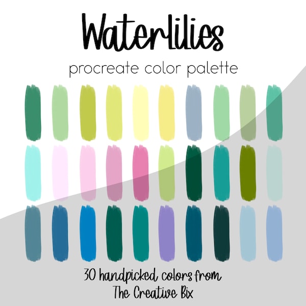 Waterlilies Procreate Palette, 30 couleurs, Palette de couleurs, Procréer, Téléchargement instantané, Téléchargement numérique