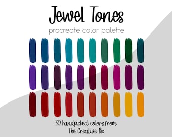 Jewel Tones Procreate Color Palette, 30 Colors (Digital Download)