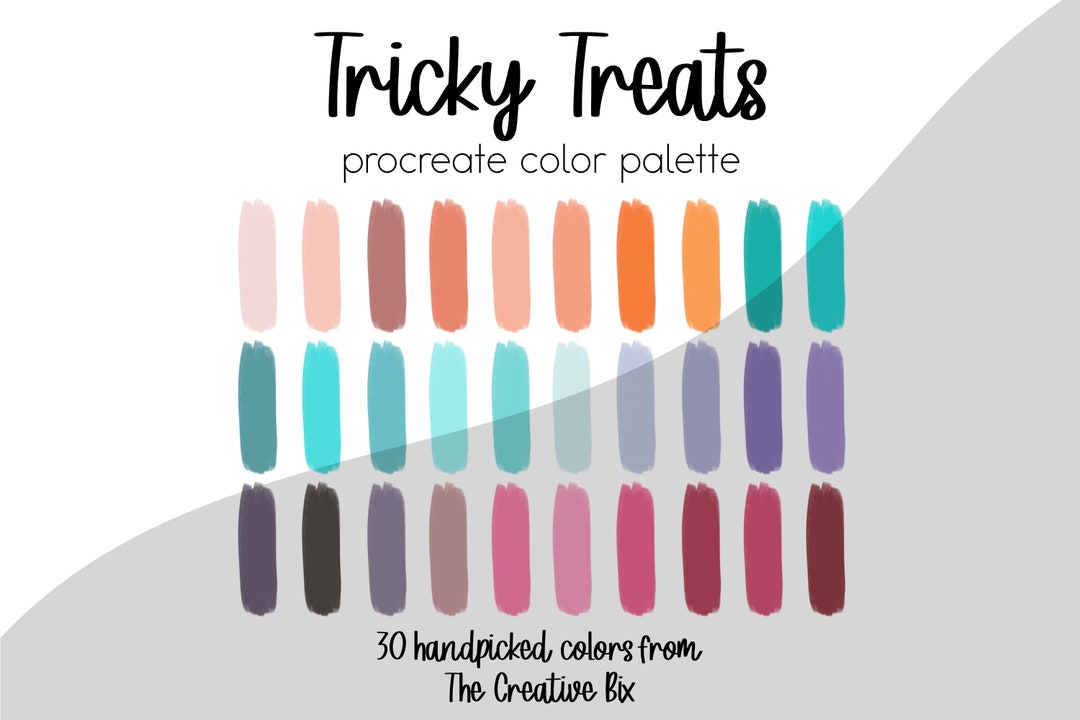 Tricky Treats Procreate Color Palette, 30 Bold Halloween Colors ...