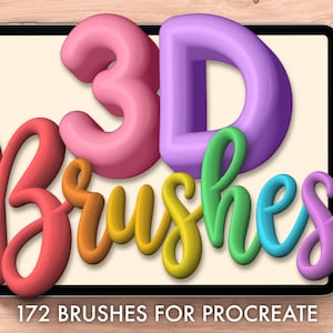 3D Brushes for Procreate, Digital Brush, Instant Download, Lettering Brush