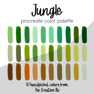Jungle Procreate Palette, 30 colors, Color Palette, Procreate, Instant Download, Digital Download