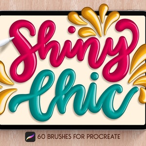 Shiny Chic 3D Brushes for Procreate, Digital Brush, Instant Download, Lettering Brush