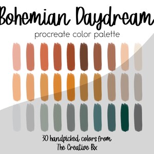Bohemian Daydream Procreate Palette, 30 colors, Color Palette, Procreate, Instant Download, Digital Download
