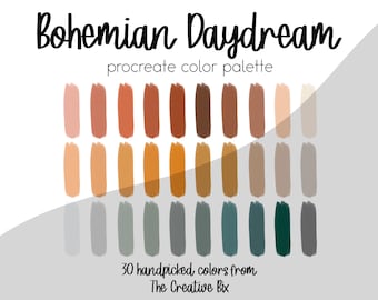 Bohemian Procreate Color Palette, 30 Warm Earthy Colors (Digital Download)