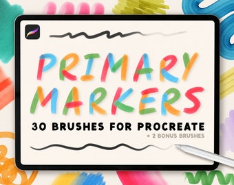 Primary Marker Brushes for Procreate, Digital Brush, Instant Download, Alcohol & Water Based Brushes, Digital Art, Brushset, Pack, Bundle