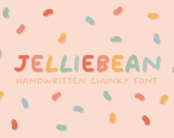 Jelliebean Font, Hand Drawn Font, Handwritten Font, Instant Download, Digital Download, Cute Font