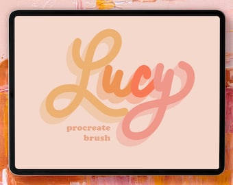 Lucy 3D Lettering Brush, Monoline Calligraphy Procreate Brush (Digital Download)