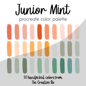 Junior Mint Procreate Palette, 30 colors, Color Palette, Procreate, Instant Download, Digital Download