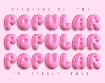 Popular 3D SVG Puffy Bubble Font, Handmade Wicked Bitmap Typeface