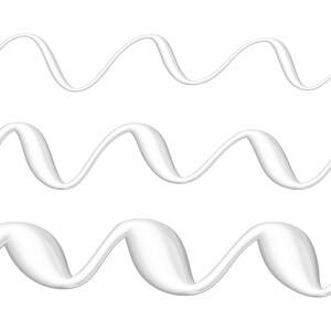 May include: Three white, wavy lines of different thicknesses, resembling a stylized wave pattern.