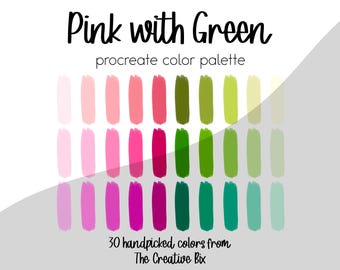 Pink with Green Procreate Palette, 30 Wicked Inspired Colors (Digital Download)