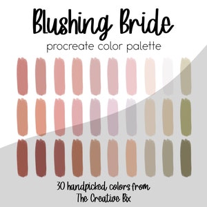 Blushing Bride Procreate Palette, 30 colors, Color Palette, Procreate, Instant Download, Digital Download