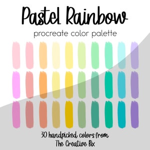 Pastel Rainbow Procreate Palette, 30 colors, Color Palette, Procreate, Instant Download, Digital Download