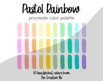 Paleta kolorów Pastel Rainbow Procreate, 30 kolorów (plik .swatch)