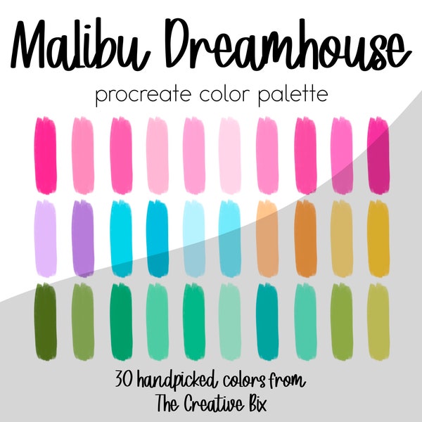 Malibu Dreamhouse Procreate Palette, 30 colors, Color Palette, Procreate, Instant Download, Digital Download