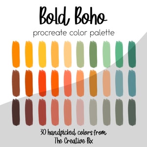 Bold Boho Palette, 30 colors, Color Palette, Procreate, Instant Download, Digital Download