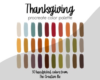 Thanksgiving Procreate Palette, 30 colors, Color Palette, Procreate, Instant Download, Digital Download