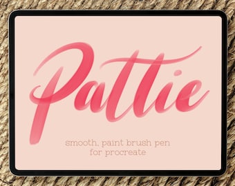 Pędzel do kaligrafii Pattie, pędzel do teksturowania liter do Procreate (pobranie cyfrowe)