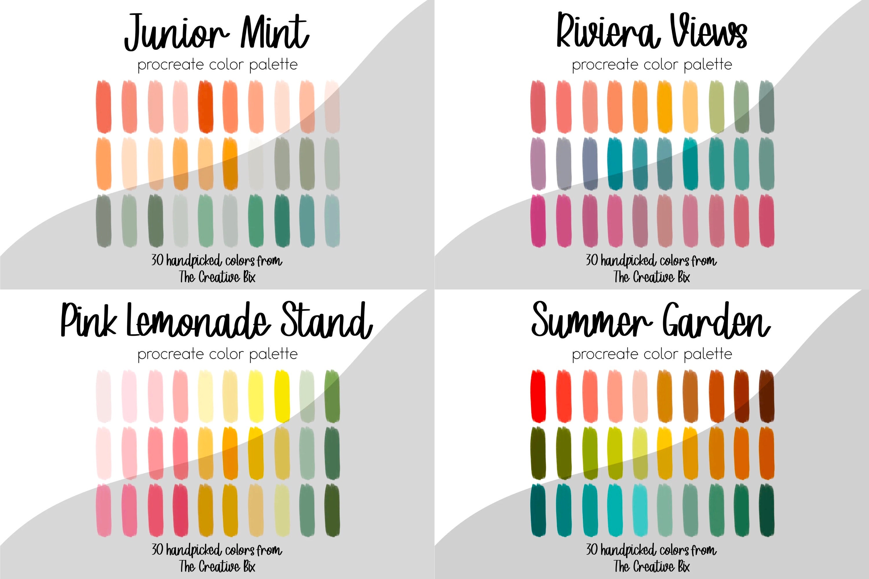 Summertime Color Palette Bundle for Procreate, 420 Colors, Swatches ...