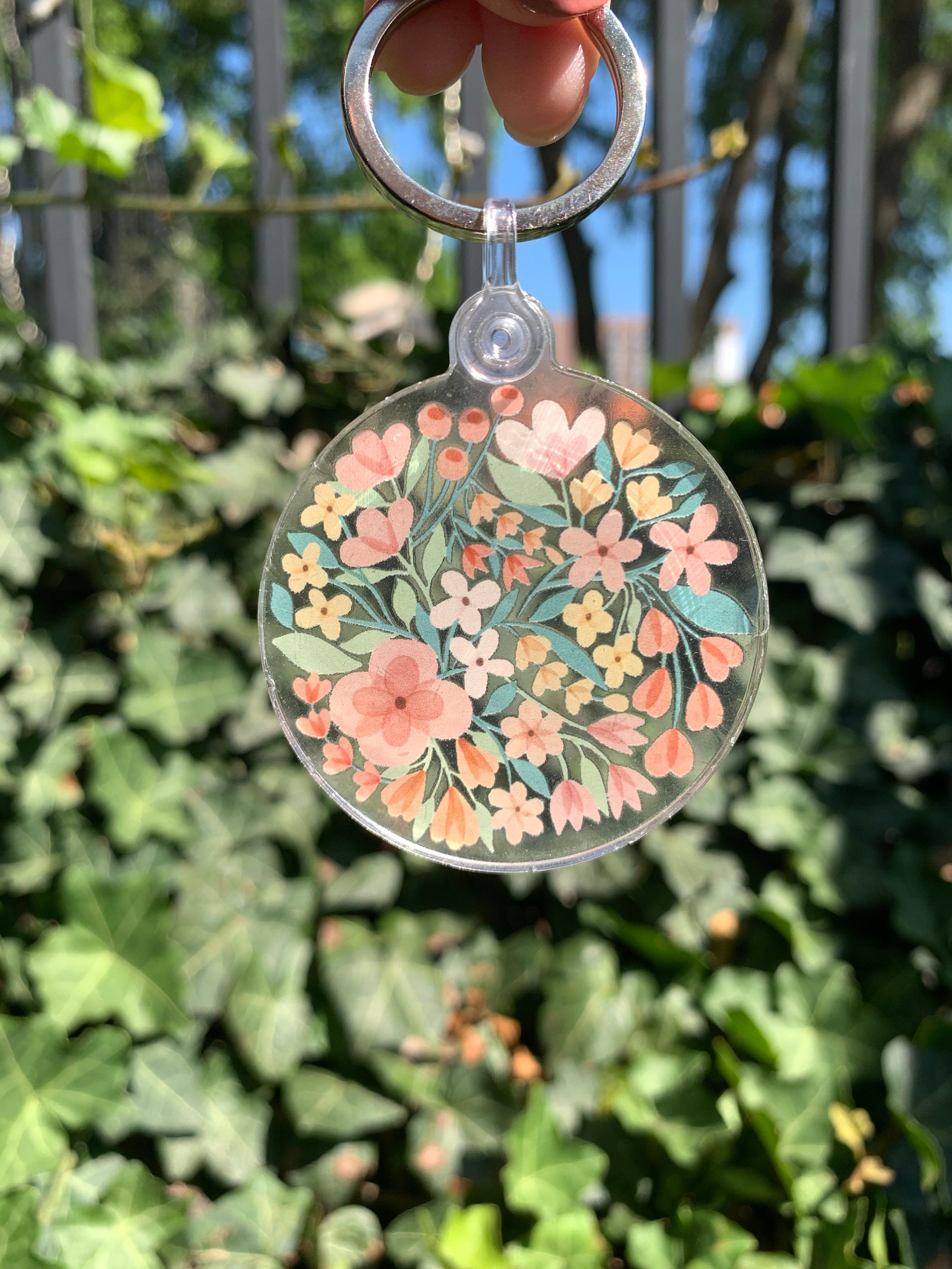 Floral Bouquet Acrylic Keychain, Clear Waterproof Charm - Etsy