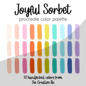 Paleta Joyful Sorbet Procreate, 30 cores, paleta de cores, Procreate, download instantâneo, download digital