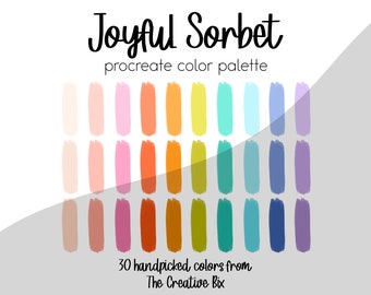 Paleta kolorów Joyful Sorbet Procreate, 30 kolorów (do pobrania w wersji cyfrowej)